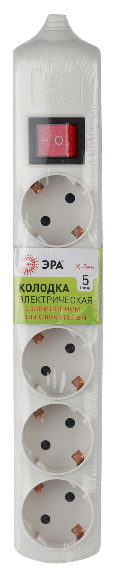 Колодка 5гн, зазeмление, выключатель 10/40/1000 K-5es