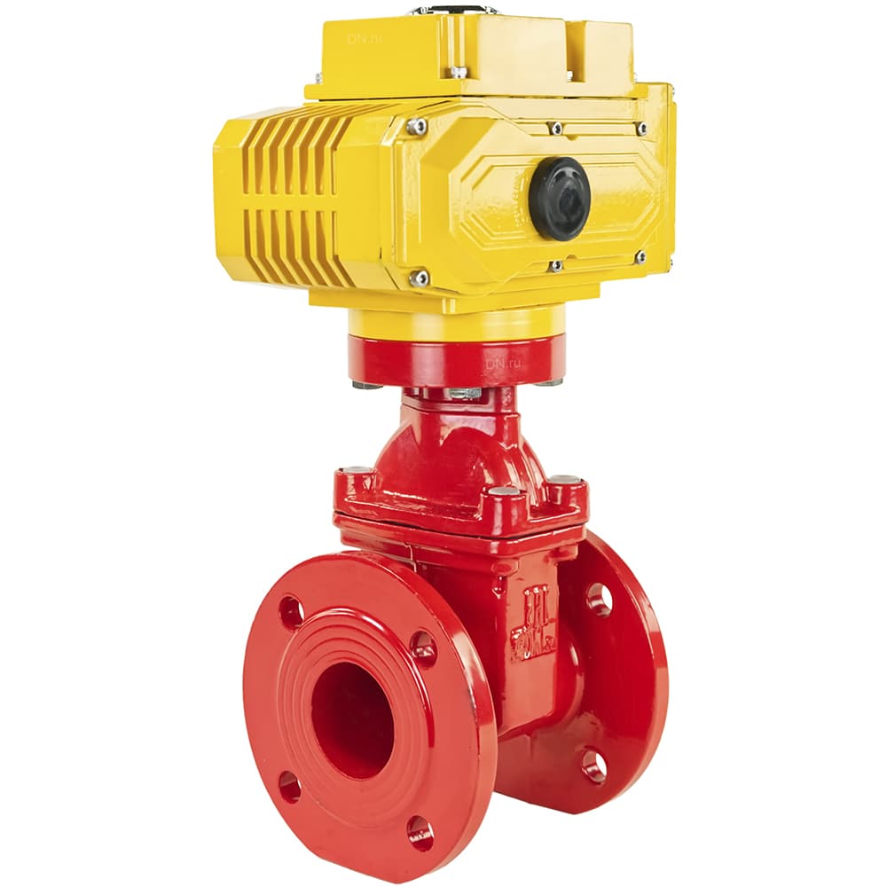 Задвижка клиновая 30ч939р с обрезиненным клином красная GGG50-EPDM-F4-RED Ду65 Ру16 110-120 град. с электроприводом M50-380, 380 В