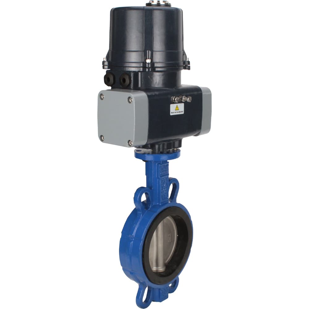 Затвор дисковый поворотный WCB-316L-VITON Ду50 Ру16 корпус углеродистая сталь WCB, диск нержавеющая сталь 316L, уплотнение Viton, с электроприводом (сервоприводом) ЭПВП-003 220В с пружинным возвратом