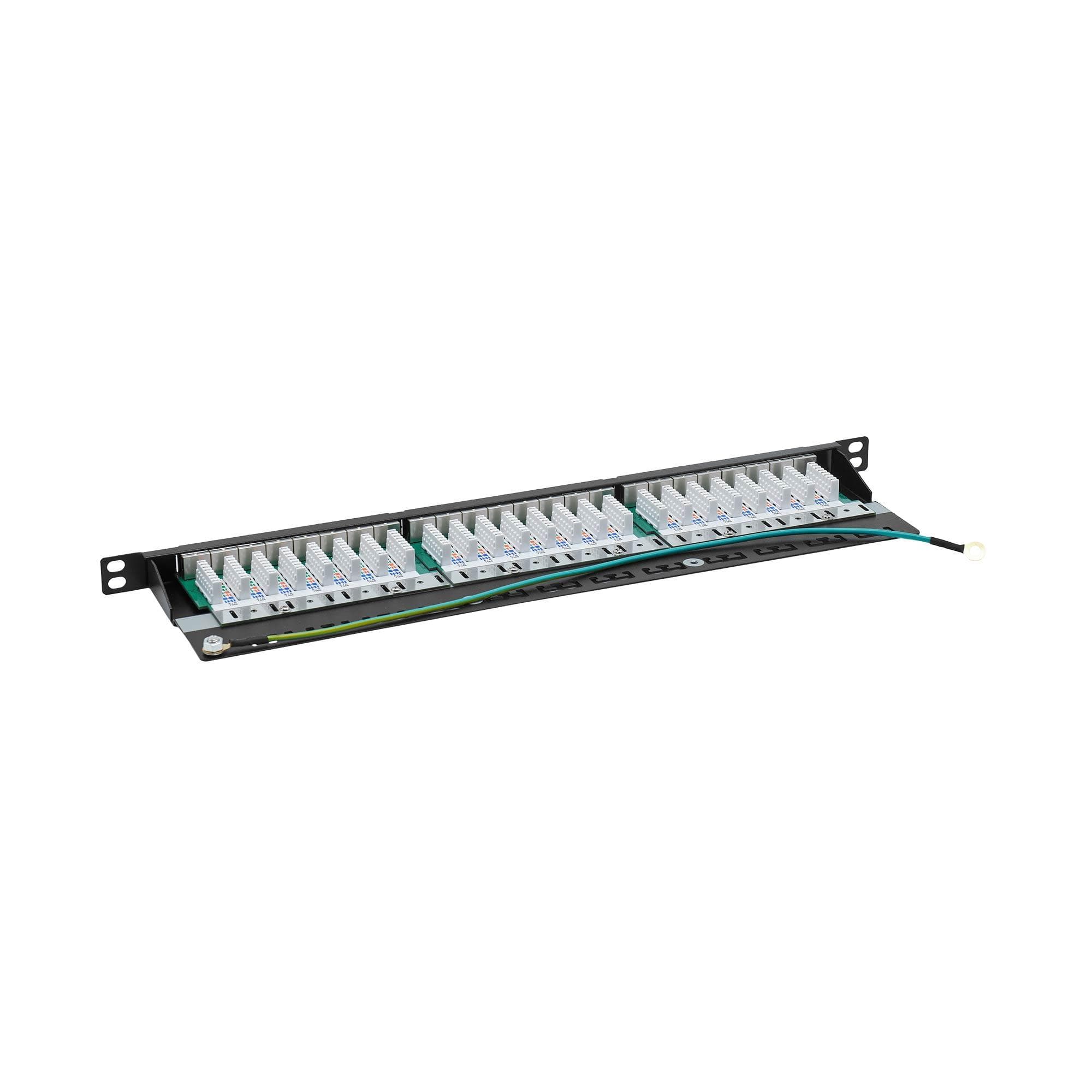 Патч-панель 19'. 0.5 U.CAT6. 24 порта RJ45. экранированная