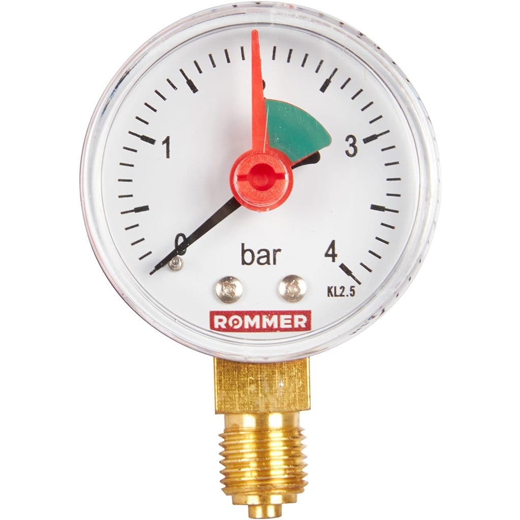Манометр радиальный с указателем предела, корпус  Dn 50 мм 1/4 , 0...4 бар, кл.2.5