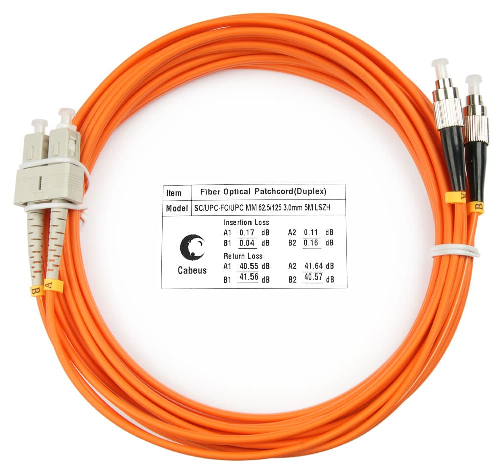 Патч-корд оптический duplex 5м SC-FC 62,5/125MM LSZH