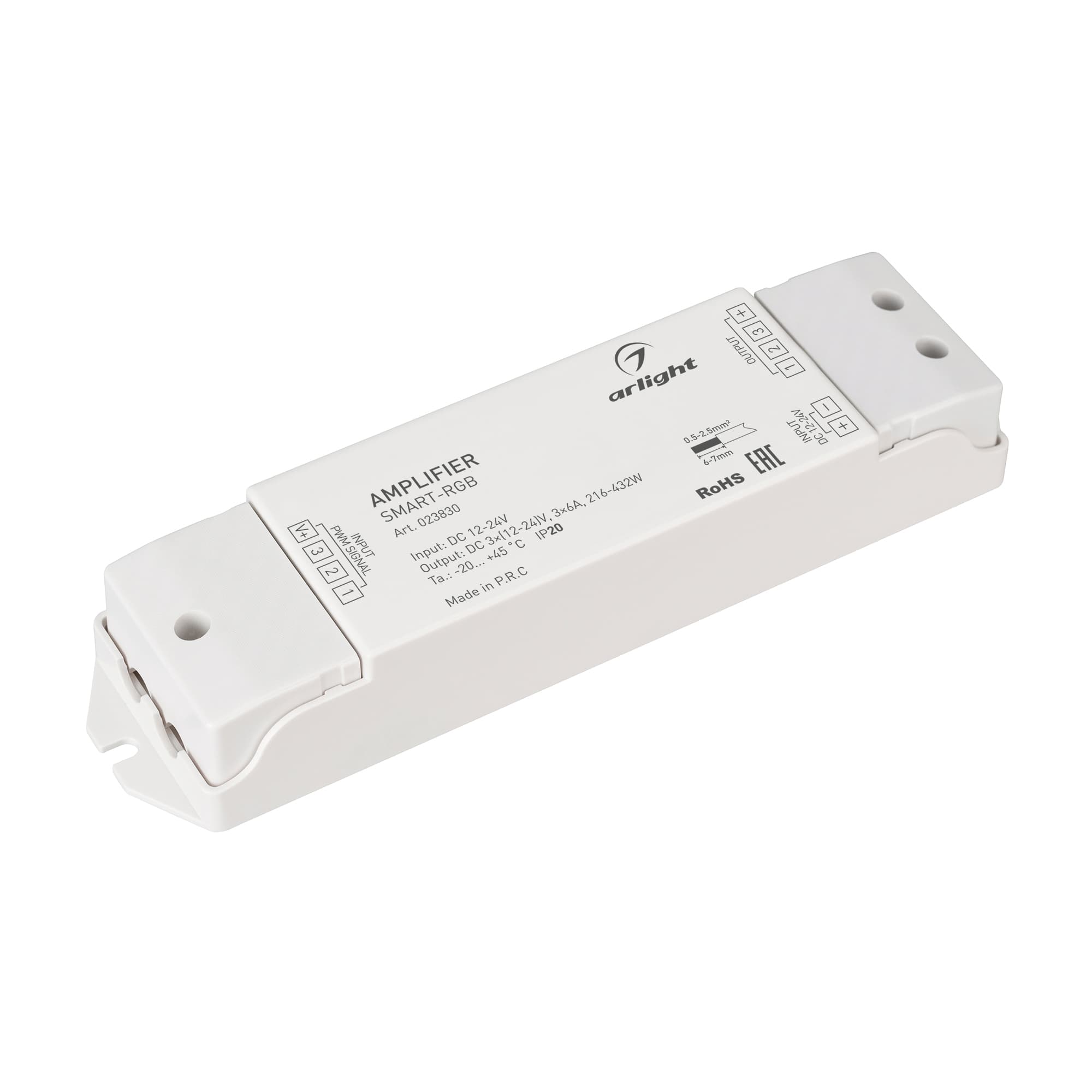 Усилитель SMART-RGB 12-24V, 3x6A ARL, IP20 пластик, 5 лет