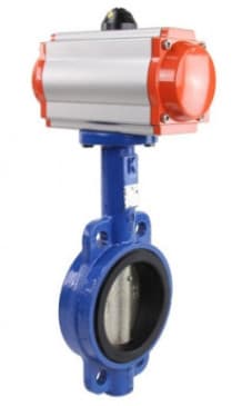 Затвор дисковый поворотный 304-304-VITON-2W-Fb-H Ду100 Ру16, корпус нержавеющая сталь 304, диск нержавеющая сталь 304, уплотнение VITON, с пневмоприводом DA-083 и БКВ LSB-210-02NM12-220/24