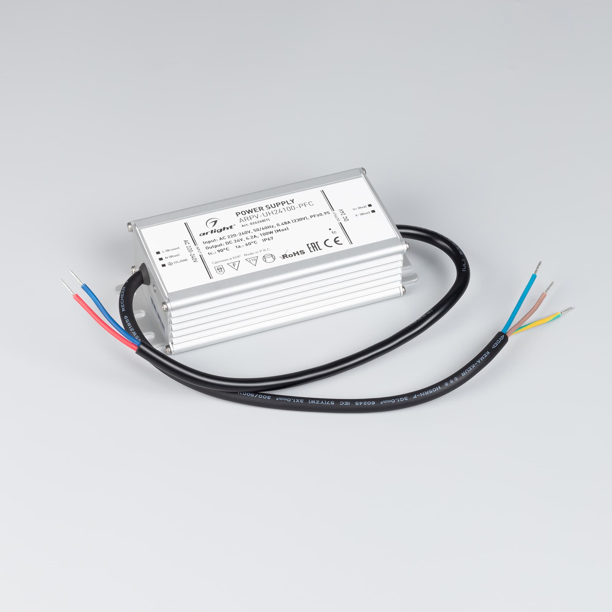 Блок питания ARPV-UH24100-PFC (24V, 4.2A, 100W) (IP67 Металл, 7 лет)