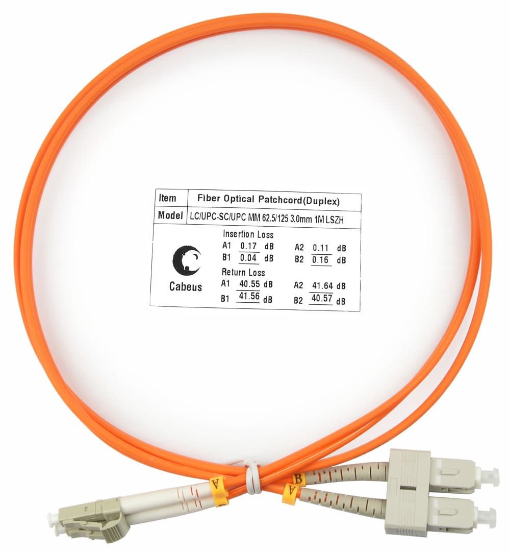 Патч-корд оптический duplex 1м LC-SC 62,5/125MM LSZH