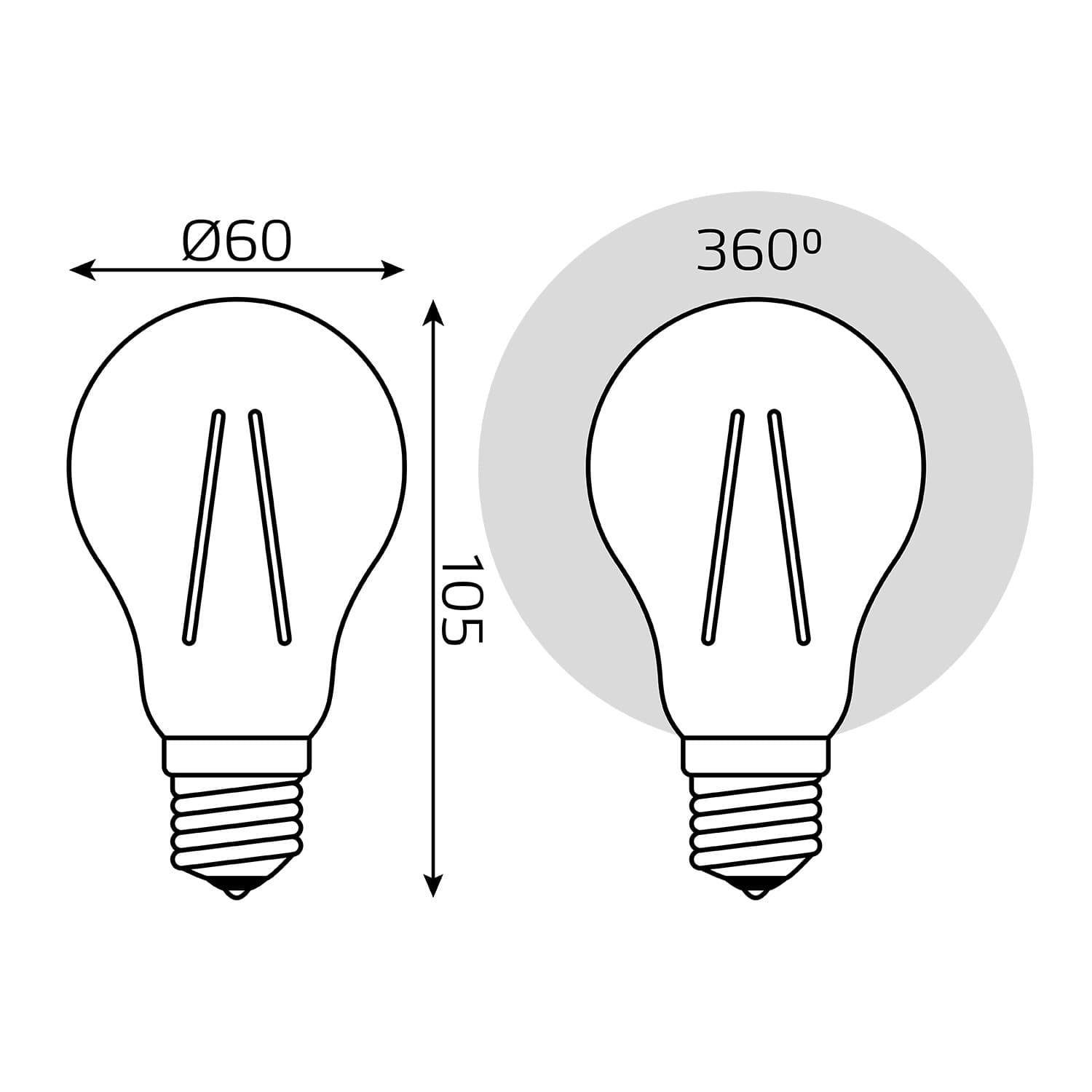 Лампа светодиодная филаментная LED 20 Вт 1850 лм 4100К А60 груша нейтральный E27 AC 220В прозрачная колба Black Filament