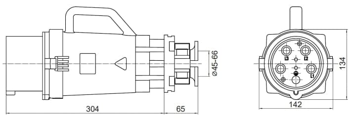 Вилка кабельная CP IP67 160A 3P+E+N 690В