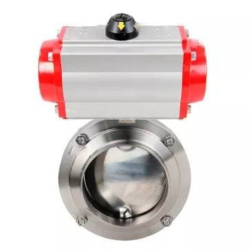 Затвор дисковый поворотный 304-304-EPDM-2W-W-H Ду65 Ру10 под приварку, пищевая нержавеющая сталь 304, уплотнение – EPDM, с пневмоприводом DA-052 двойного действия