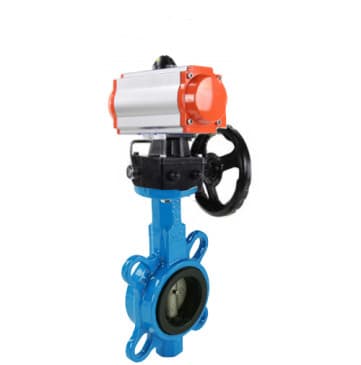 Затвор дисковый поворотный 304-304-VITON-2W-Fb-H Ду80 Ру16, корпус нержавеющая сталь 304, диск нержавеющая сталь 304, уплотнение VITON, с пневмоприводом DA-083 и ручным дублером HDM-2