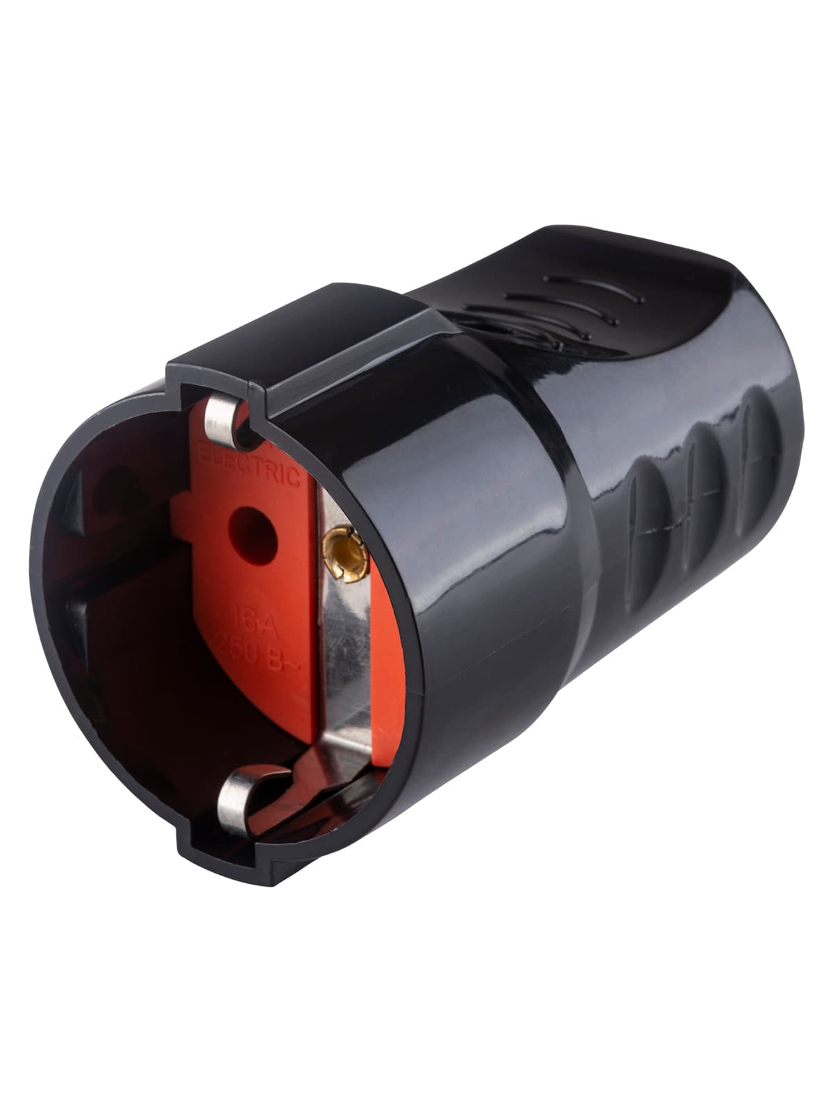 Кабельная розетка рифленая 2П+З 16А 250B черная TDM