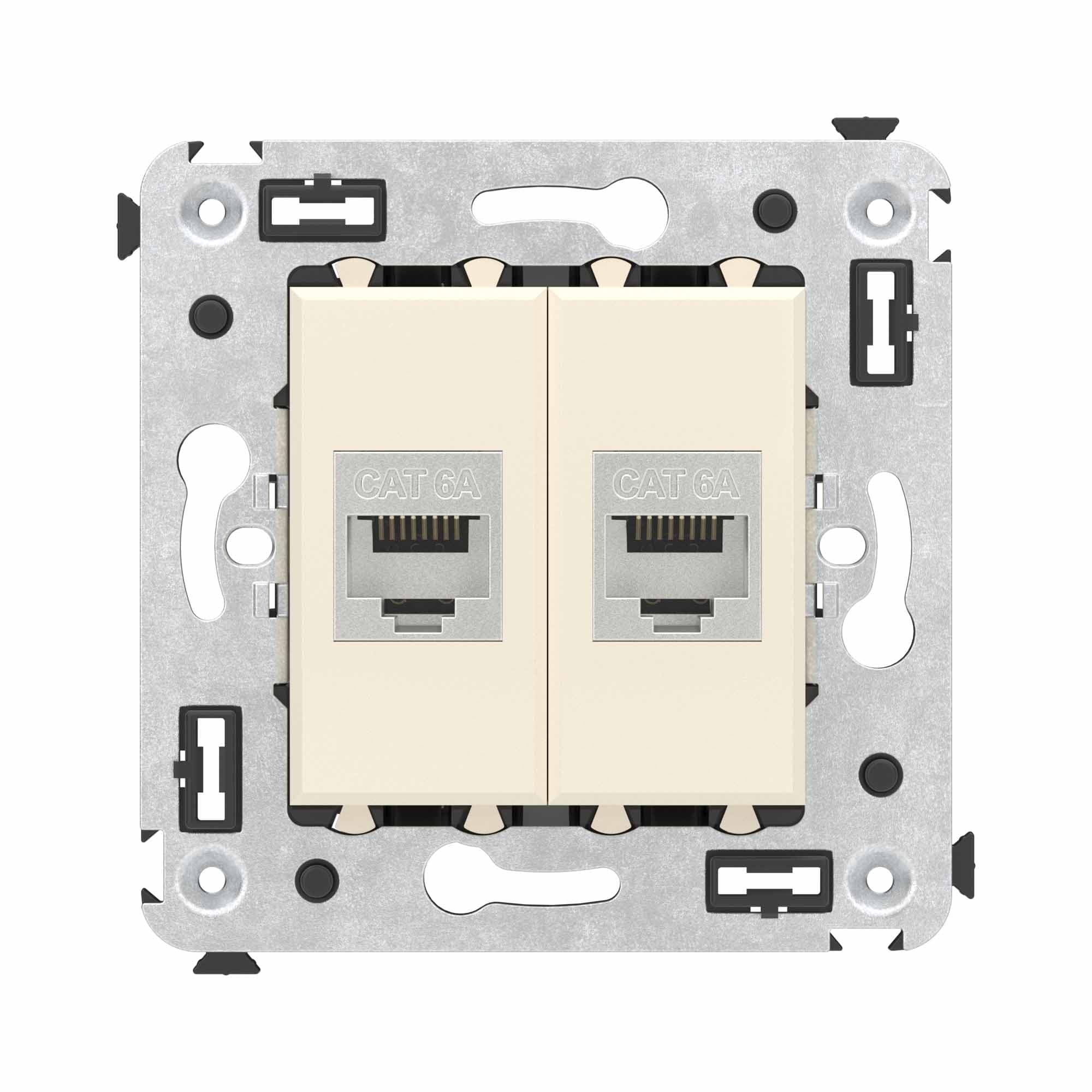 Avanti Компьютерная розетка RJ-45 без шторки в стену, кат.6А двойная экранированная,  Ванильная дымка