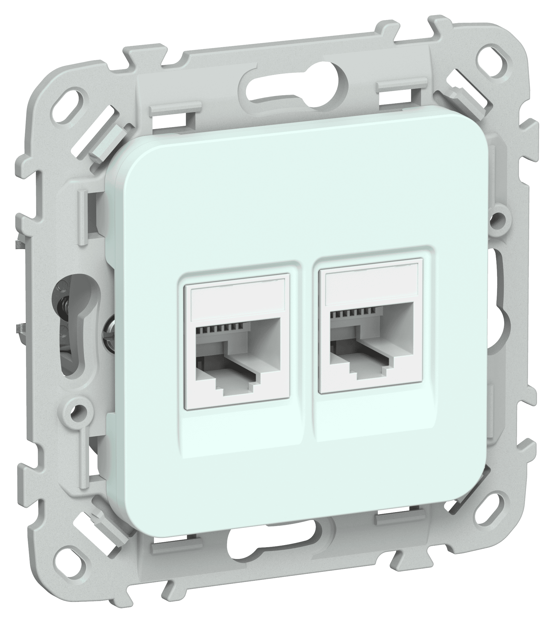 FLITE Розетка 2-местная RJ45/RJ11 категория 5Е/3 UTP РКТ5е/3-2-0-ФлХЛ холодный лед IEK