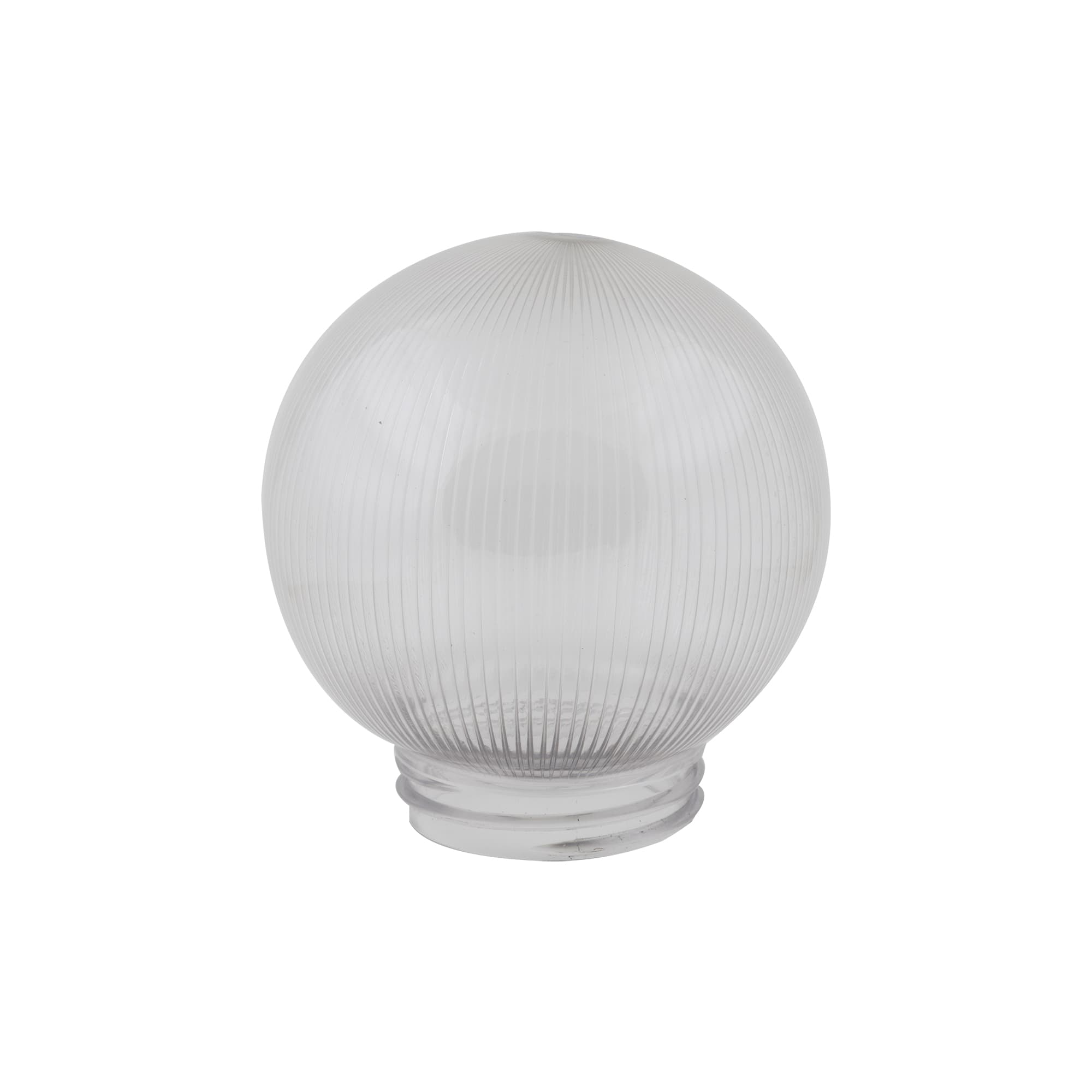 Рассеиватель UFP-P150A CLEAR призматический (с насечками) в форме шара для садово-парковых светильников. Диаметр - 150мм. Тип соединения с крепежным элементом - резьбовой. САН-пластик, прозрачный. Упаковка - 16 шт. в групповой картонной коробке