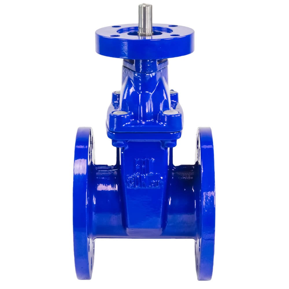 Задвижка клиновая 30ч939р синяя GGG50-EPDM-F4-BLUE Ду250 Ру16 корпус чугун GGG50, крышка чугун GGG40, обрезиненный клин EPDM, для воды, 110-120 град., фланцевая с ISO-фланцем под электропривод, L=250 мм, шток 25, шпонка 8, F14