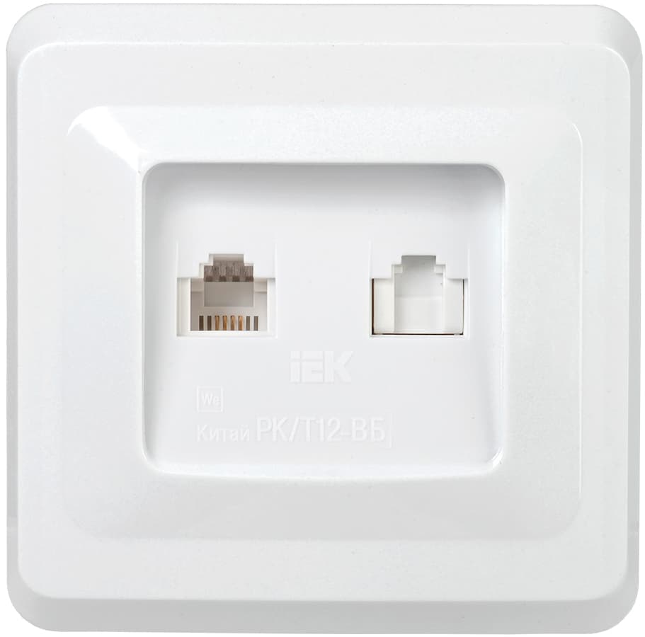 VEGA Розетка 2-местная RJ11/RJ45 РК/Т12-ВБ белый GENERICA