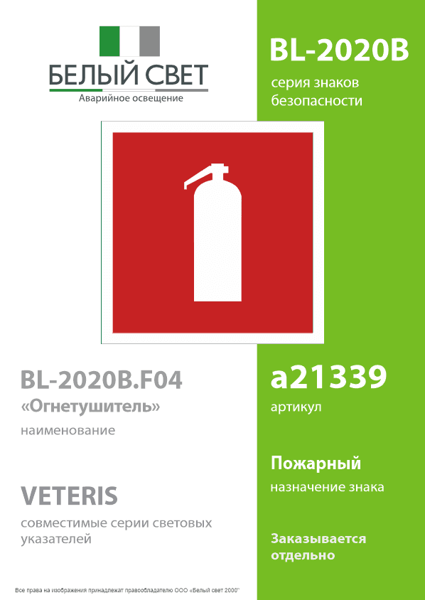 Знак безопасности BL-2020B.F04''Огнетушитель''