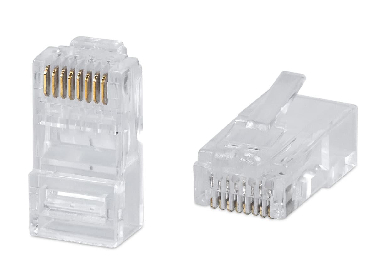 Коннектор RJ-45 под витую пару, категория 6 , универсальный (для одножильного и многожильного кабеля) для проводников с толщиной по изоляции до 1,05 мм