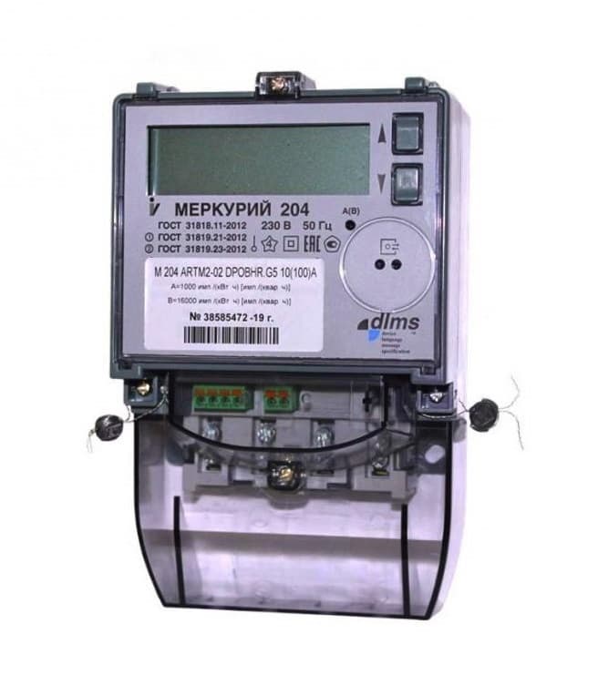Счетчик электроэнергии Меркурий 204 ARTMX2-02 DPOBHR, 5100, оптопорт, RS485, реле, 2 тарифа МСК
