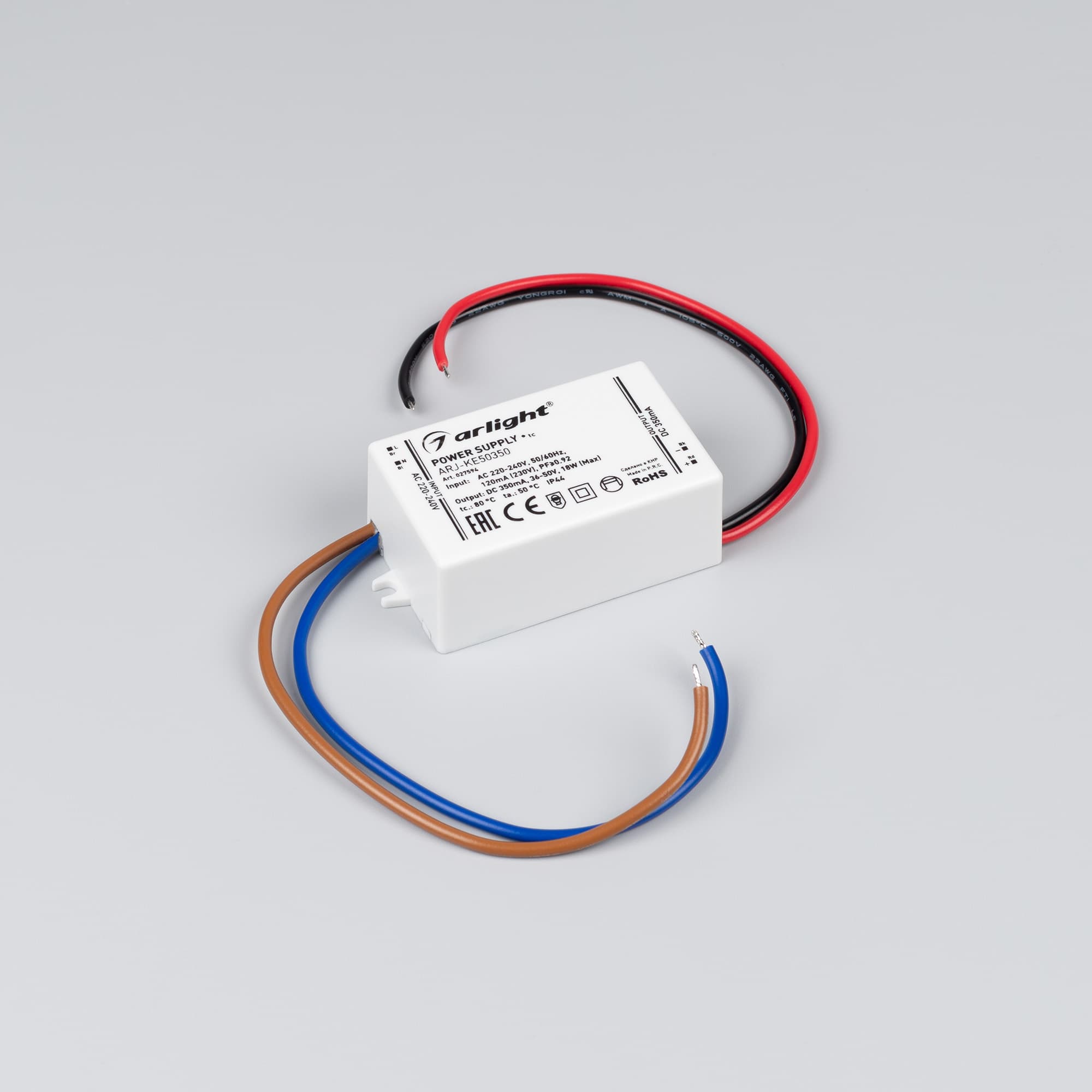 Блок питания ARJ-KE50350 (18W, 350mA, PFC) (IP44 Пластик, 5 лет)