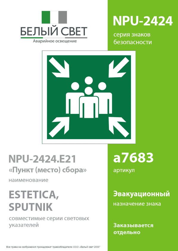 Знак безопасности NPU-2424.E21''Пункт (место) сбора''