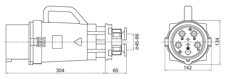 Вилка кабельная CP IP67 200A 3P+E 690В