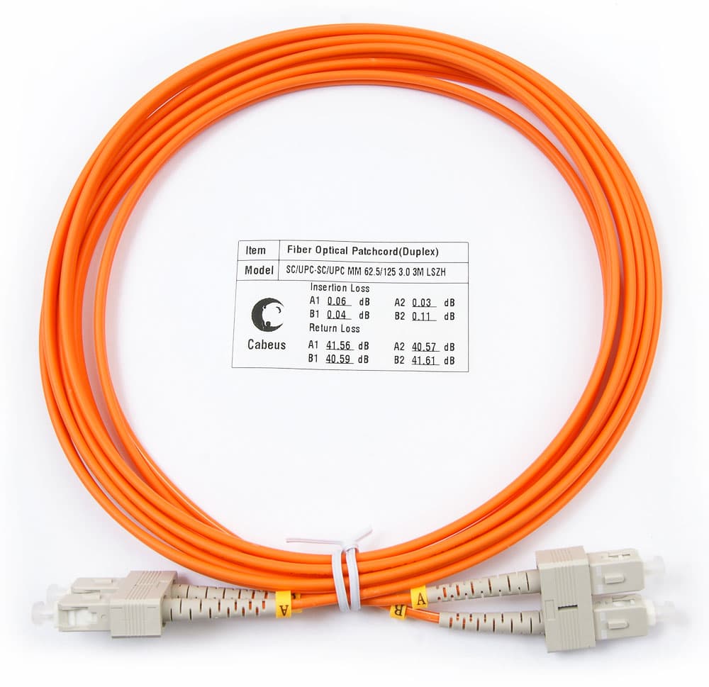 Патч-корд оптический duplex 3м SC-SC 62,5/125MM LSZH