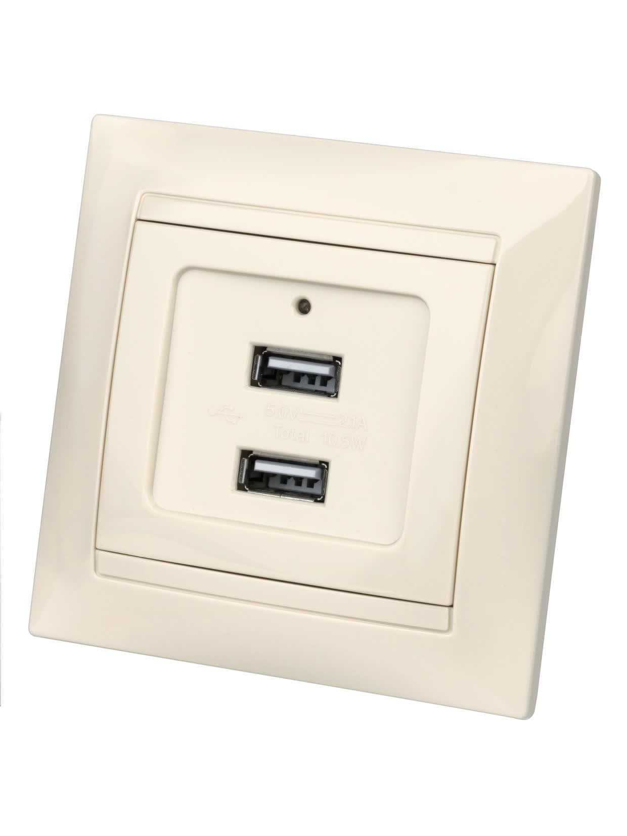 Розетка 2USB порт 2,1А 5В сл. кость Лама