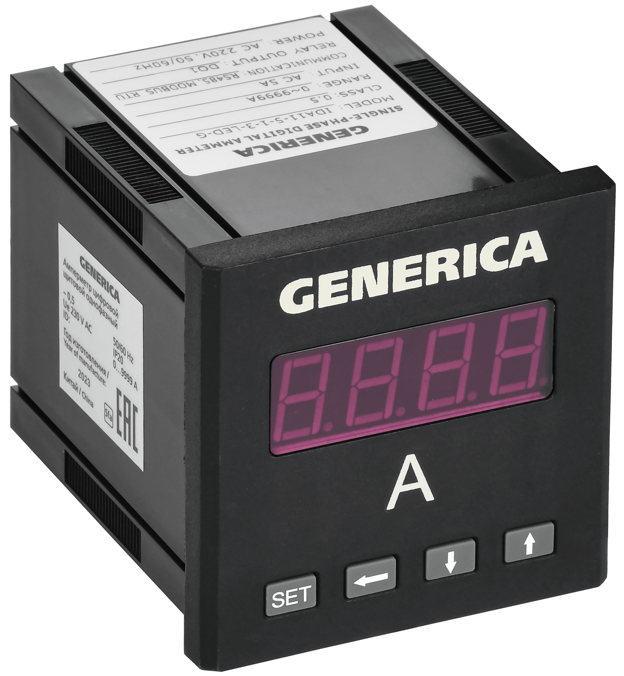 Амперметр цифровой щитовой однофазный DO RS-485 72х72 мм LED GENERICA