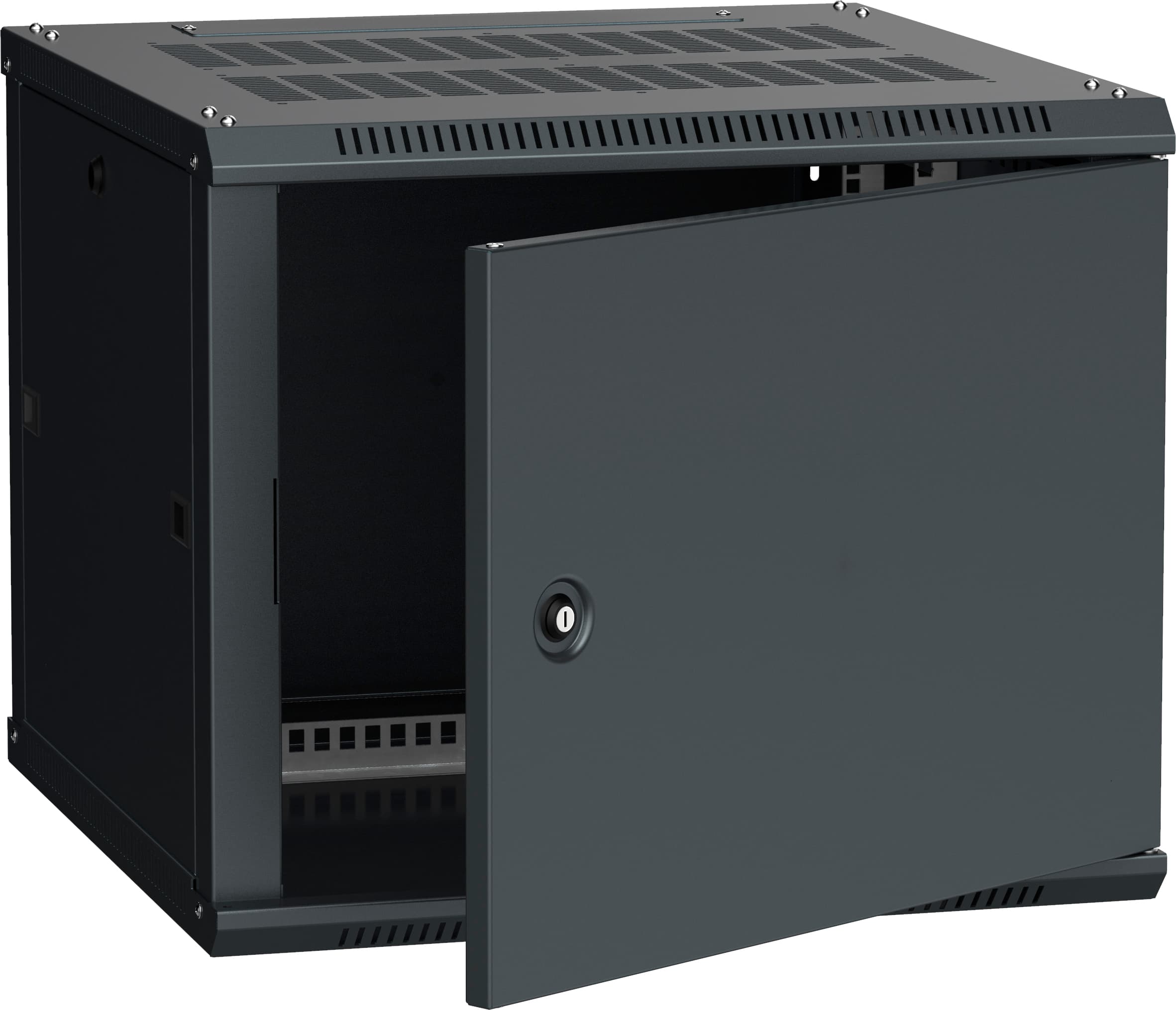 Шкаф настенный 19' LINEA W 9U 600x600мм металлическая дверь RAL9005