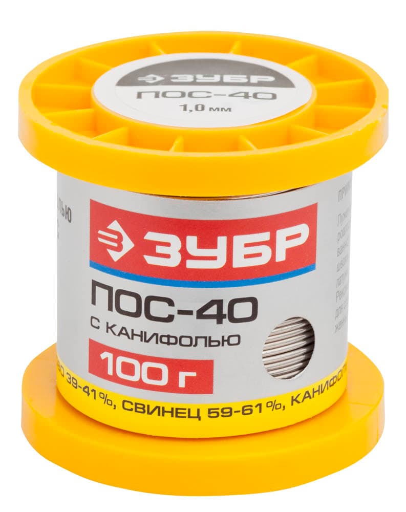 Припой , ПОС 40, трубка с канифолью, 100г, 1мм