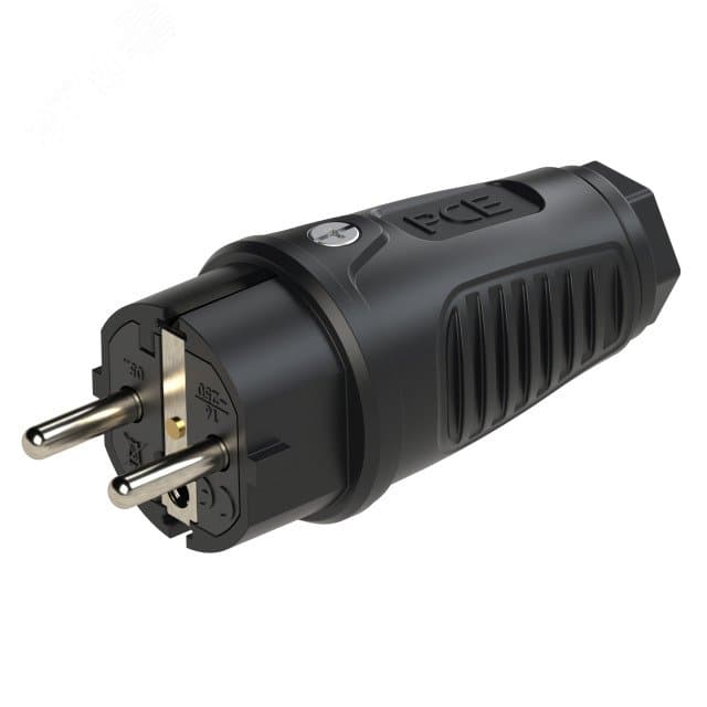 Вилка каб 16А/250V/2P+E/IP44 корпус черный, маркер черный