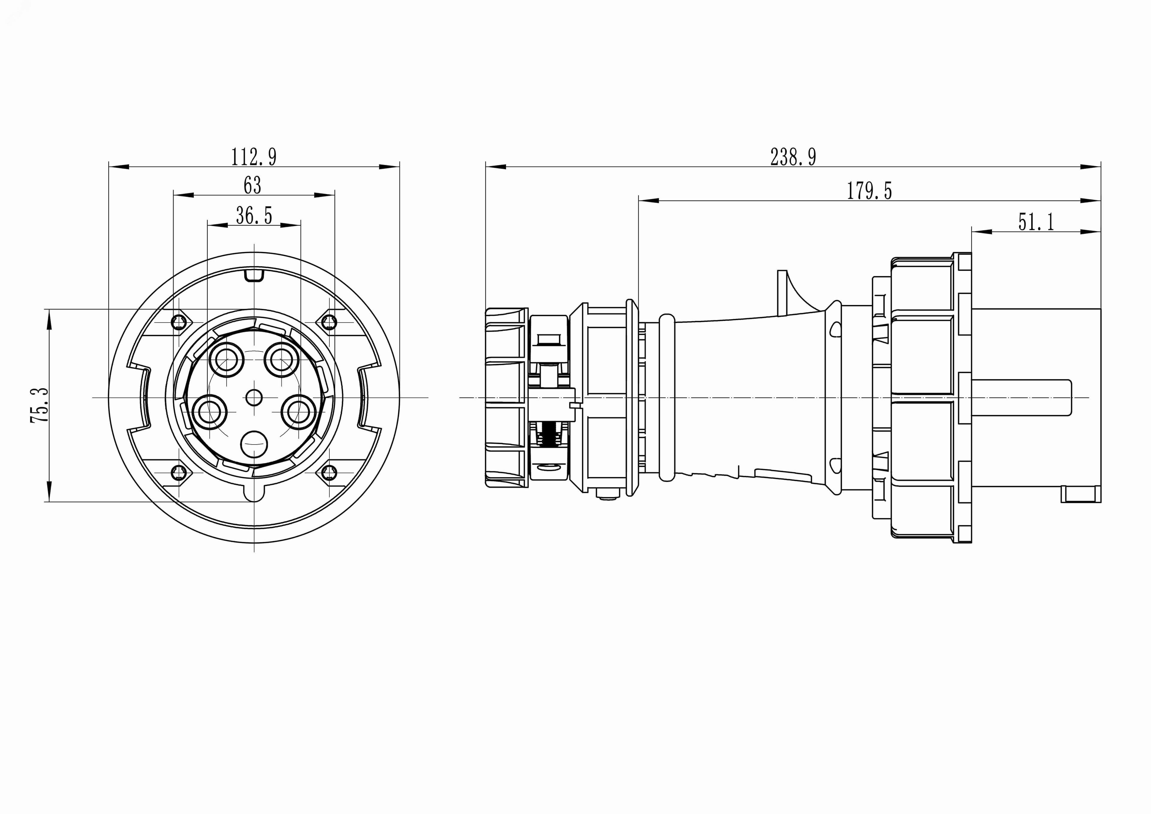 Вилка кабельная IP67 63A 3p+E+N 400V