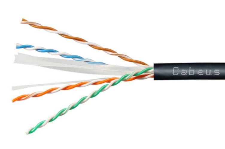 Витая пара UTP (U/UTP), категория 6, 4 пары (23 AWG), одножильный, для внутренней и внешней прокладки (+75 C - -40), LSZH-UV (25 м)