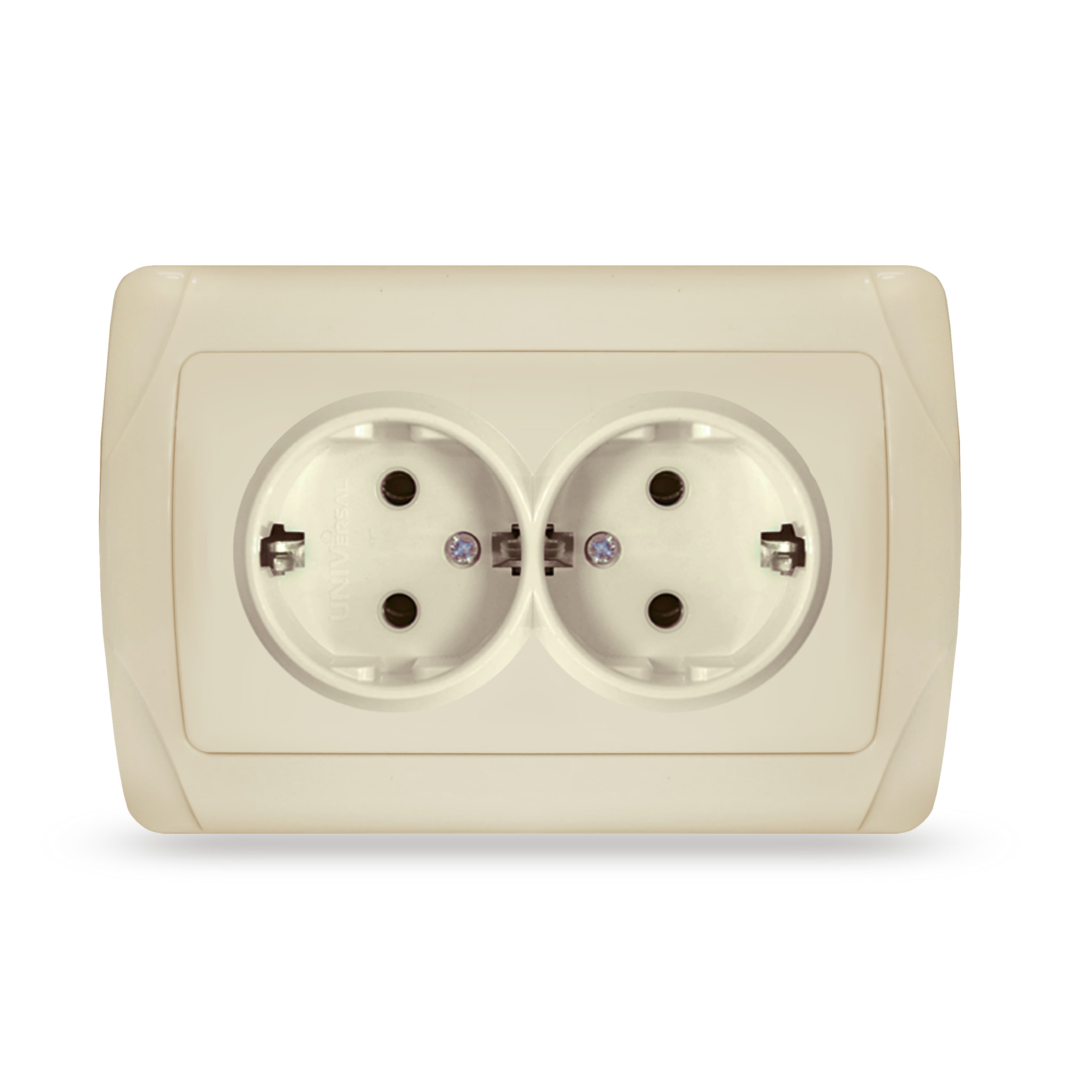 Маргарита розетка двухместная  с/з, с/у, 16А, 220В, сл.кость (ivory) (еврослот)