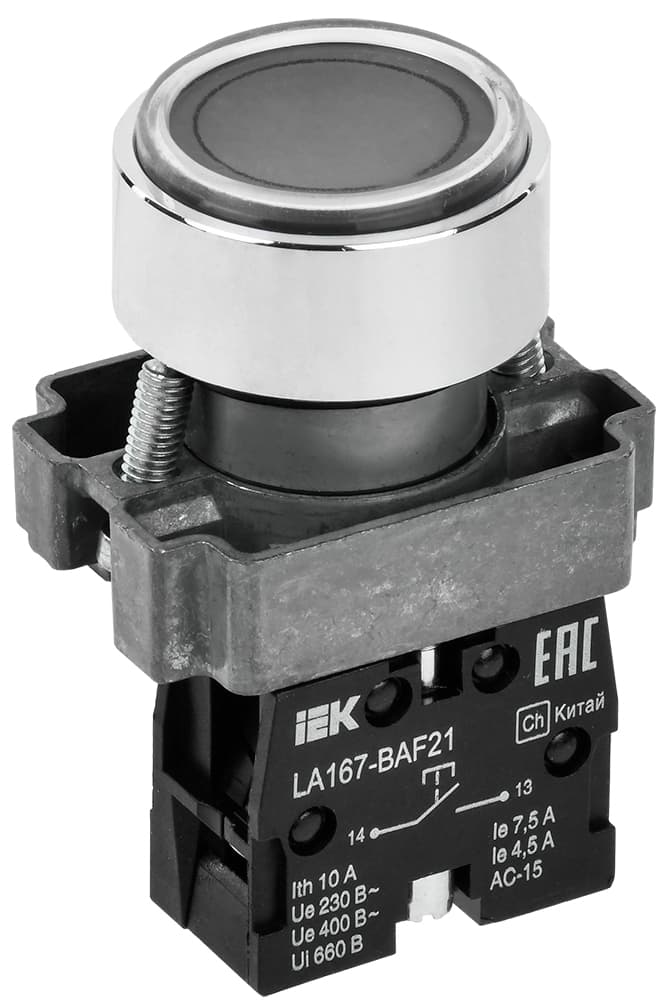 Кнопка LA167-BAF21 d=22мм 1з черная