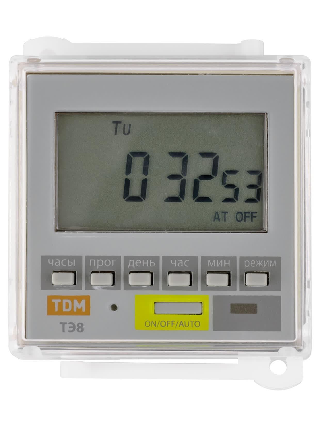 Таймер электронный ТЭ8-1мин/7дн-8on/off-16А-8Ц/Щ TDM