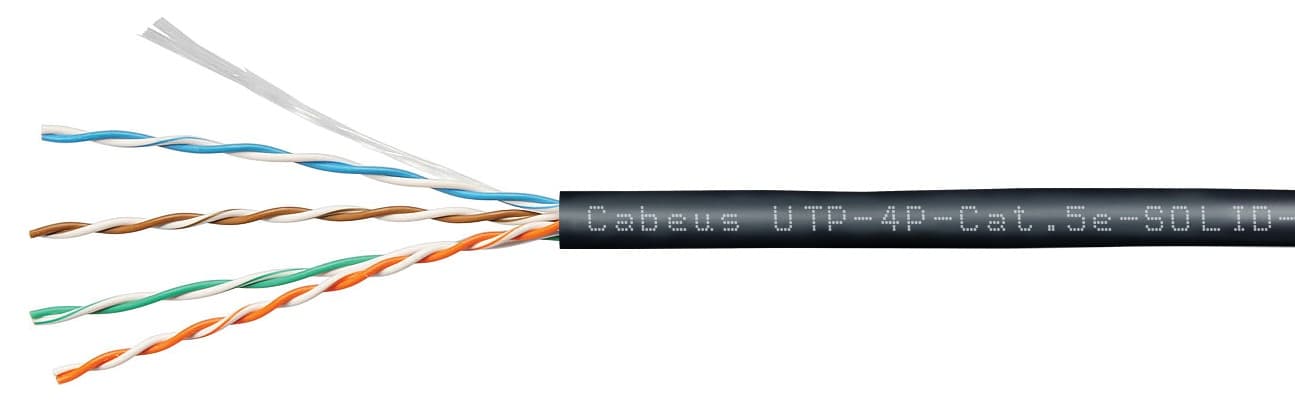 Витая пара U/UTP Cat 5e 4 пары 24 AWG solid OUT PE-UV 100м