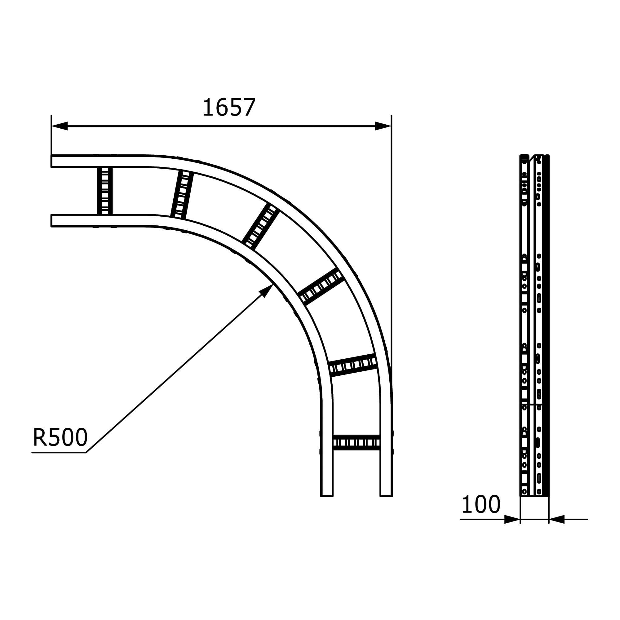 Угол лестничный 90 градусов 100x900