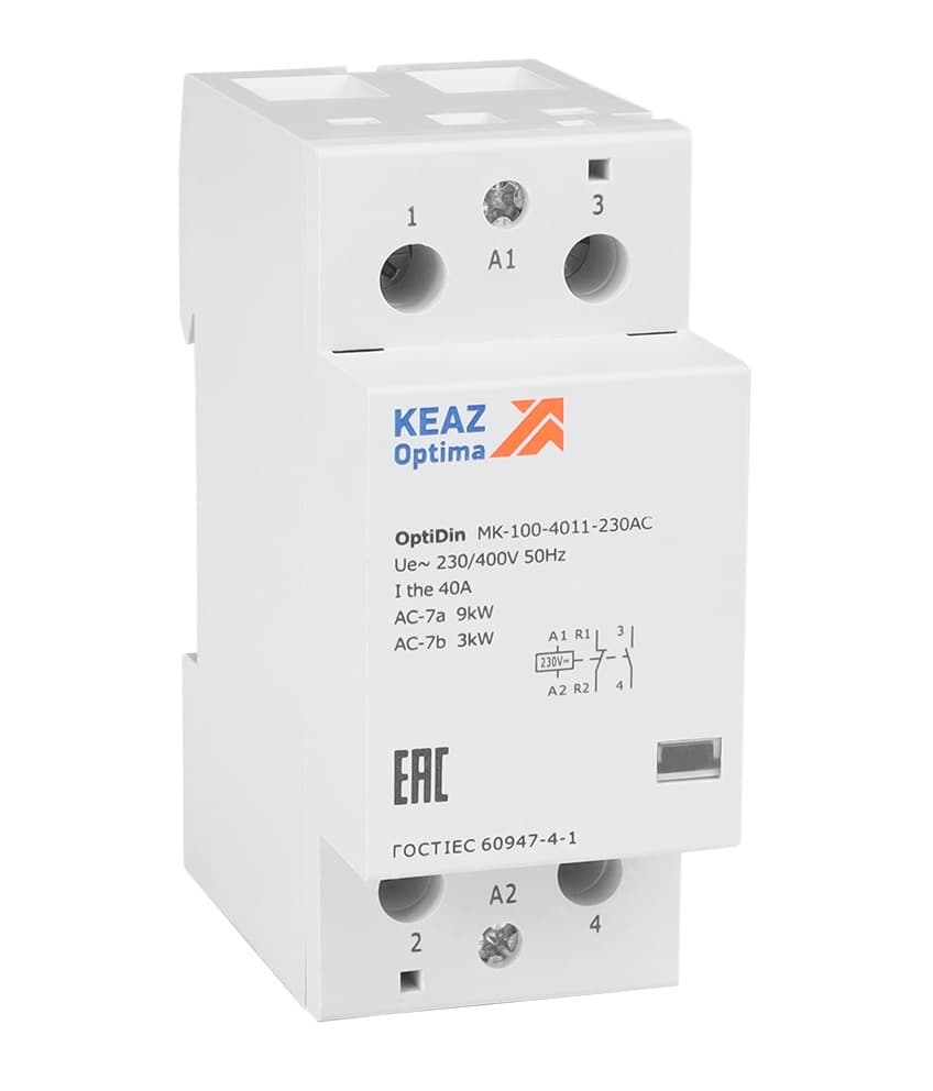 Контактор 230В AC НО НЗ 40А OptiDin MK-100-4011-230AC