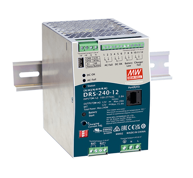 Блок питания AC-DC с функцией UPS c CANBus интерфейсом, 240Вт, вход 90…305В АС127…431В DC, выход 48В0…5Азарядный ток 0…3.85А зависит от нагрузки осн.выхода, выход ЗУ 57.6В максимум, изоляция 4000В АС, в корпусе 85.5х125.2х129.2мм, -30...+70°С, к