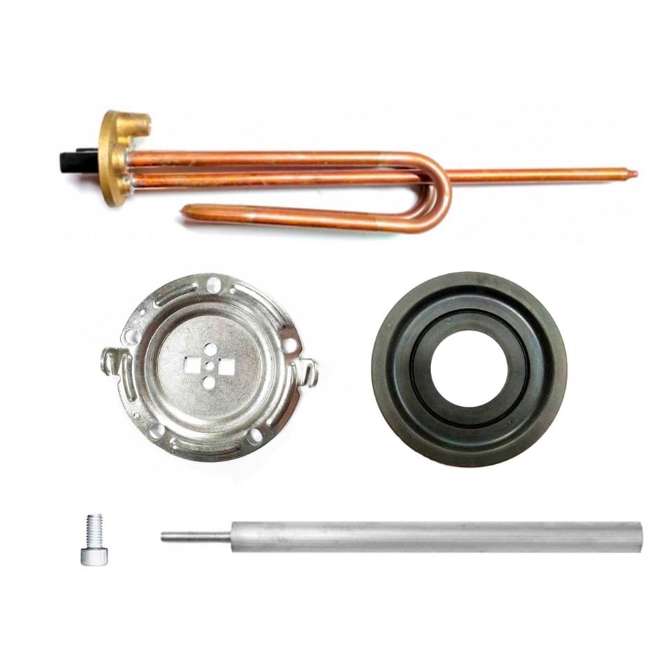 КОМПЛЕКТ: ТЭН RCF 1500W, D48мм, М6, 220V + фланец D125 + анод М6 + прокладка + винт