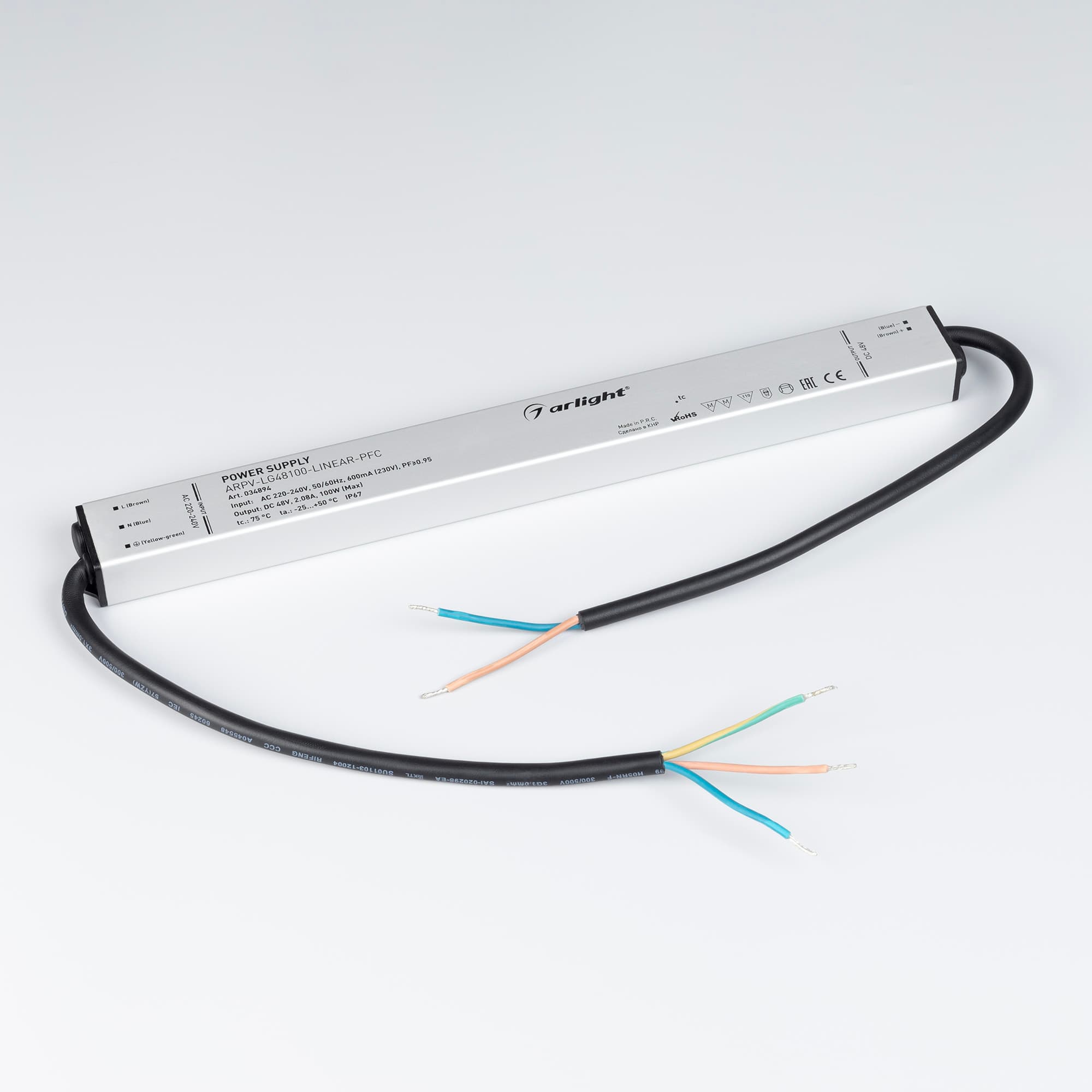 Блок питания ARPV-LG48100-LINEAR-PFC (48V, 2.08A, 100W) (IP67 металл, 5 лет)