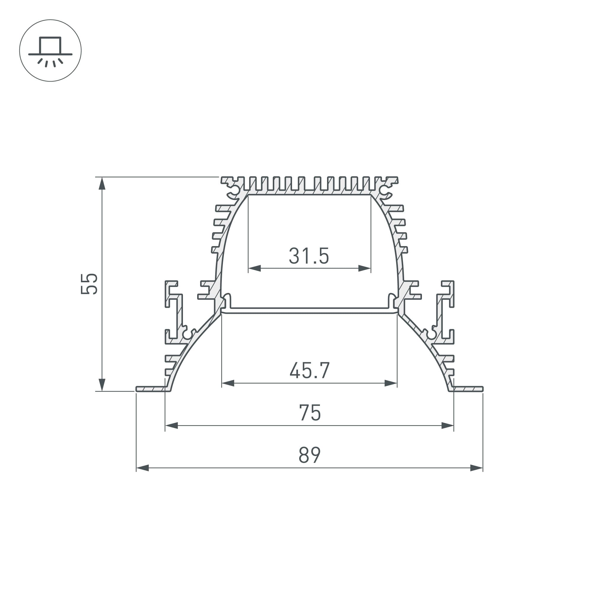 Профиль ARH-POWER-W90-F-COMFORT-2000 ANOD (Алюминий)