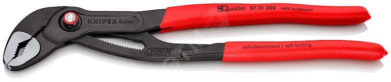 Клещи переставные COBRA QUICKSETавные сантехнические с фиксатором быстрая установка 70 мм (2 3/4) под ключ 60 мм L-300 мм Cr-V серые обливные рукоятки блистер