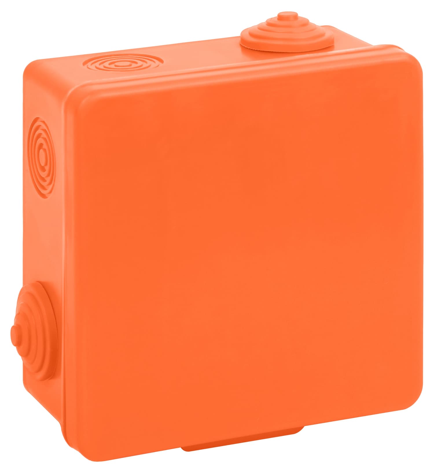 Коробка распаячная KOR-100-100-50-8g-OR-FR огнестойкая 100х100х50мм оранжевая с гермовводами 8 вх. IP54