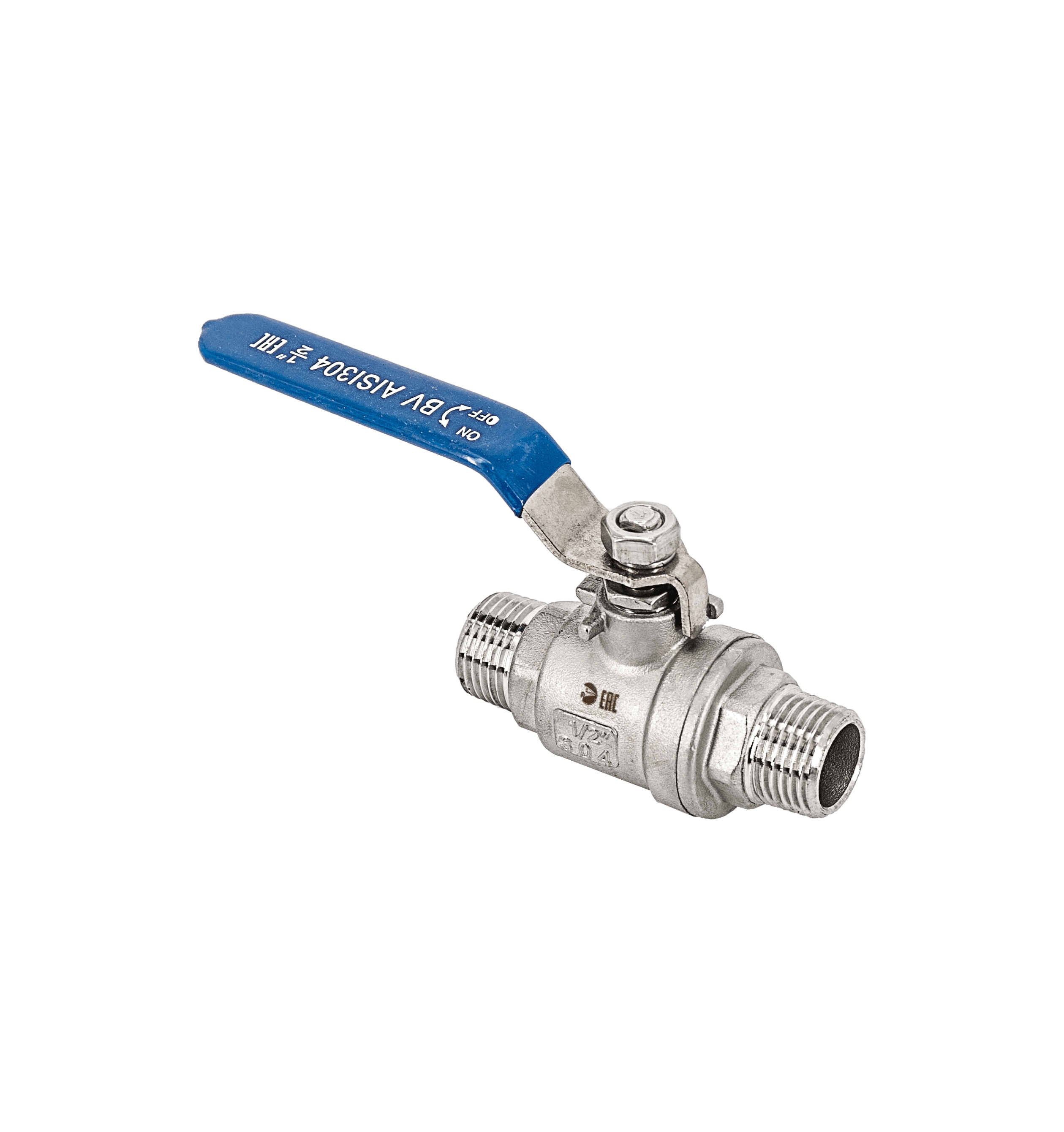 Кран шаровый муфтовый двусоставной НР/НР нержавеющий (2PC), AISI304 DN15 (1/2'), (CF8), PN63