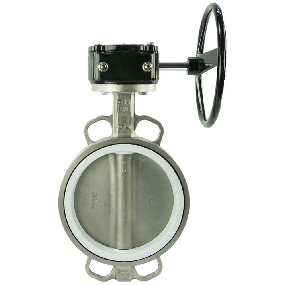 Затвор дисковый поворотный 316L-316L-PTFE Ду125 Ру16 корпус и диск нержавеющая сталь 316L, уплотнение PTFE, с редуктором HAM-1