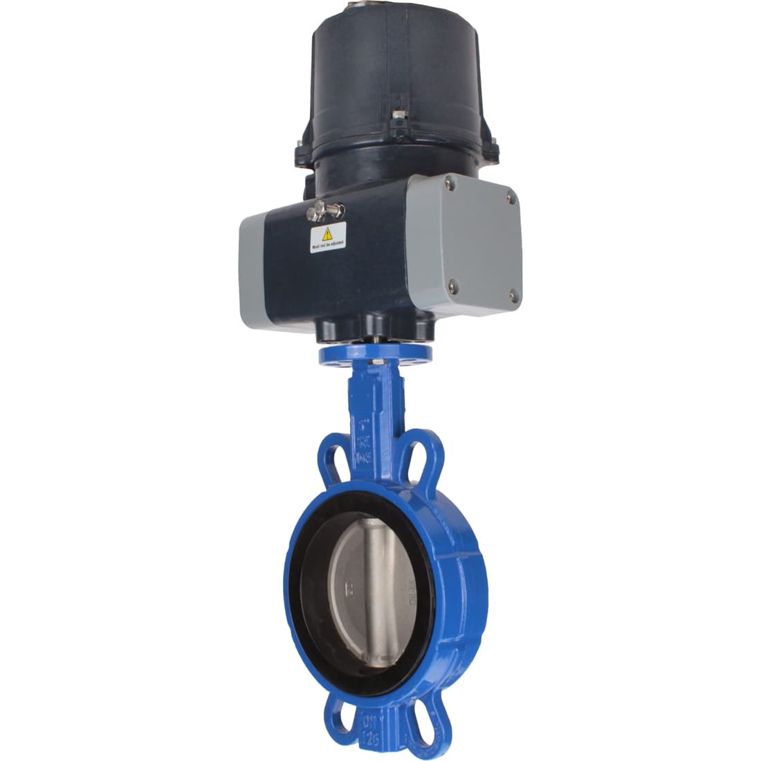 Затвор дисковый поворотный для абразивных сред QT450-316-EPDM-2W-Fb-H Ду150 Ру16 корпус чугун QT450, диск нерж.сталь 316L, уплотнение EPDM, с электроприводом ЭПВП-014 220В с пружинным возвратом