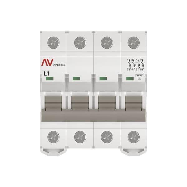 Выключатель автоматический AV-6 4P 1A (L) 6kA AVERES